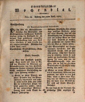 Oberpfälzisches Wochenblat Donnerstag 30. April 1801