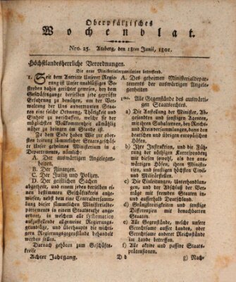 Oberpfälzisches Wochenblat Donnerstag 18. Juni 1801