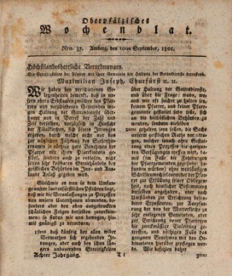 Oberpfälzisches Wochenblat Donnerstag 10. September 1801