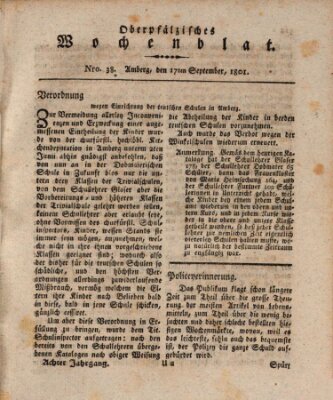 Oberpfälzisches Wochenblat Donnerstag 17. September 1801