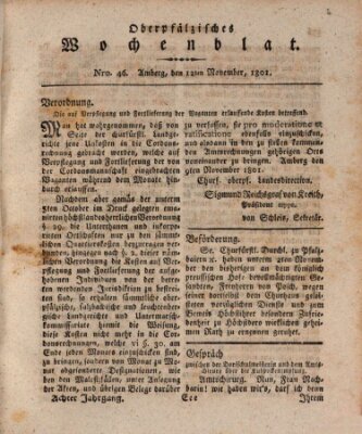 Oberpfälzisches Wochenblat Donnerstag 12. November 1801