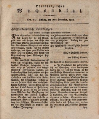 Oberpfälzisches Wochenblat Donnerstag 17. Dezember 1801