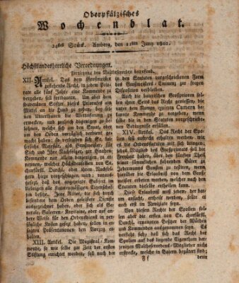 Oberpfälzisches Wochenblat Freitag 11. Juni 1802