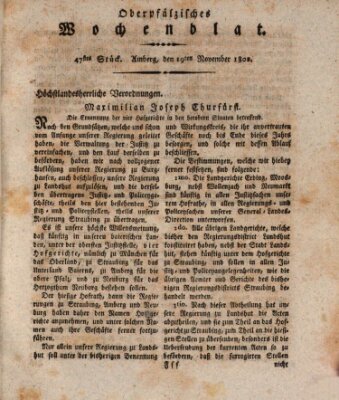 Oberpfälzisches Wochenblat Freitag 19. November 1802