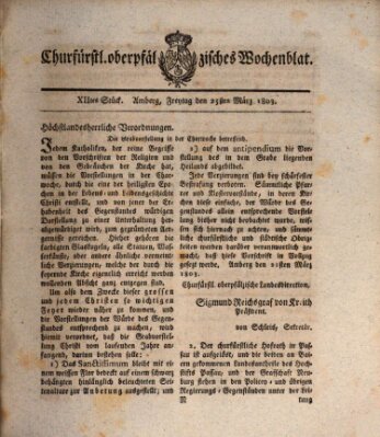 Churfürstl. Oberpfälzisches Wochenblat (Oberpfälzisches Wochenblat) Freitag 25. März 1803