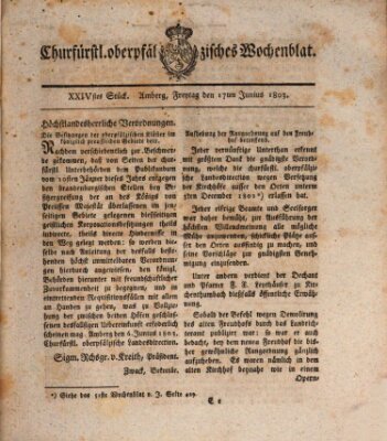 Churfürstl. Oberpfälzisches Wochenblat (Oberpfälzisches Wochenblat) Freitag 17. Juni 1803