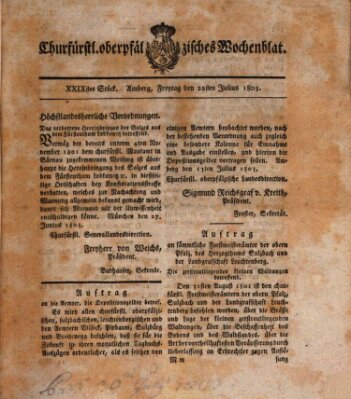 Churfürstl. Oberpfälzisches Wochenblat (Oberpfälzisches Wochenblat) Freitag 22. Juli 1803