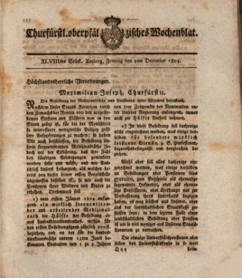 Churfürstl. Oberpfälzisches Wochenblat (Oberpfälzisches Wochenblat) Freitag 2. Dezember 1803