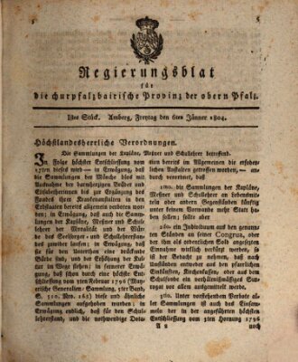 Oberpfälzisches Regierungsblat (Oberpfälzisches Wochenblat) Freitag 6. Januar 1804