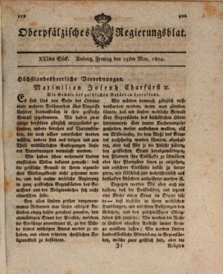 Oberpfälzisches Regierungsblat (Oberpfälzisches Wochenblat) Freitag 25. Mai 1804