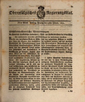 Oberpfälzisches Regierungsblat (Oberpfälzisches Wochenblat) Freitag 25. Januar 1805