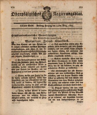 Oberpfälzisches Regierungsblat (Oberpfälzisches Wochenblat) Freitag 24. Mai 1805