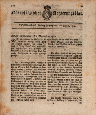 Oberpfälzisches Regierungsblat (Oberpfälzisches Wochenblat) Freitag 12. Juli 1805