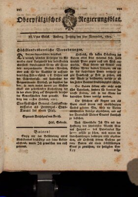 Oberpfälzisches Regierungsblat (Oberpfälzisches Wochenblat) Freitag 8. November 1805