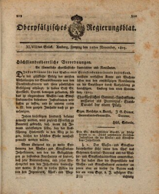 Oberpfälzisches Regierungsblat (Oberpfälzisches Wochenblat) Freitag 22. November 1805