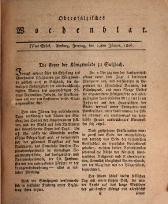 Oberpfälzisches Wochenblat Freitag 24. Januar 1806