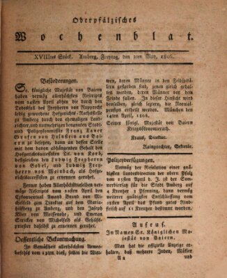 Oberpfälzisches Wochenblat Freitag 2. Mai 1806