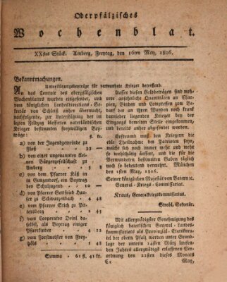 Oberpfälzisches Wochenblat Freitag 16. Mai 1806