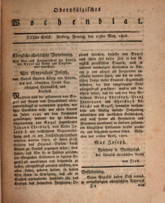 Oberpfälzisches Wochenblat Freitag 23. Mai 1806