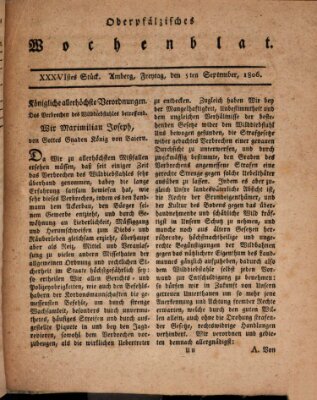 Oberpfälzisches Wochenblat Mittwoch 5. November 1806