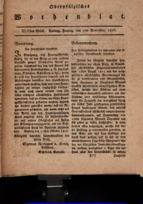 Oberpfälzisches Wochenblat Freitag 7. November 1806