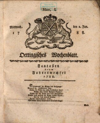 Oettingisches Wochenblatt Mittwoch 2. Januar 1788