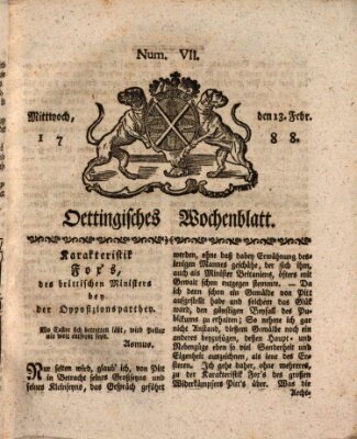 Oettingisches Wochenblatt Mittwoch 13. Februar 1788