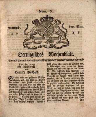 Oettingisches Wochenblatt Mittwoch 5. März 1788