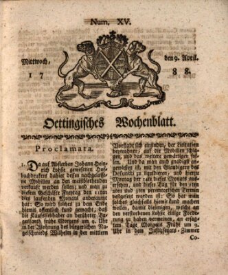 Oettingisches Wochenblatt Mittwoch 9. April 1788