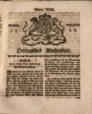 Oettingisches Wochenblatt Mittwoch 30. April 1788