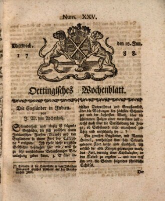 Oettingisches Wochenblatt Mittwoch 18. Juni 1788