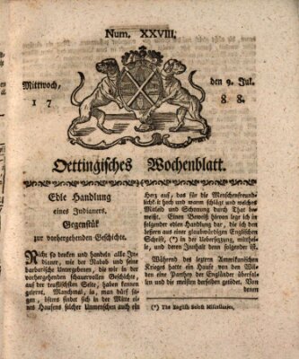 Oettingisches Wochenblatt Mittwoch 9. Juli 1788