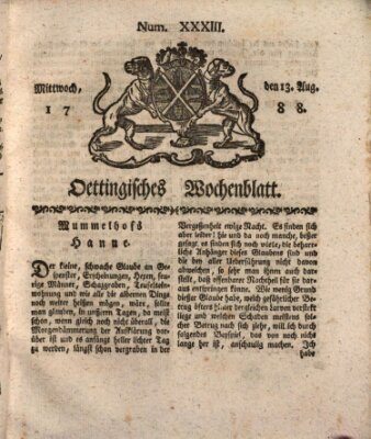 Oettingisches Wochenblatt Mittwoch 13. August 1788