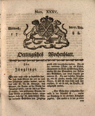 Oettingisches Wochenblatt Mittwoch 27. August 1788