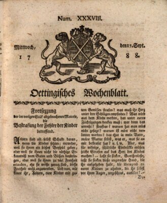 Oettingisches Wochenblatt Mittwoch 17. September 1788