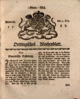 Oettingisches Wochenblatt Mittwoch 8. Oktober 1788