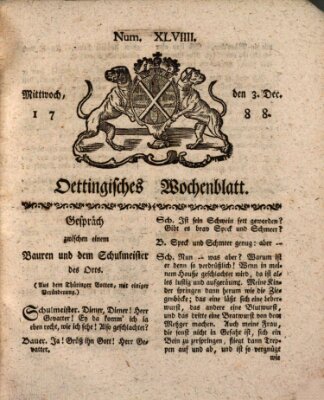 Oettingisches Wochenblatt Mittwoch 3. Dezember 1788