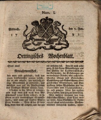 Oettingisches Wochenblatt Mittwoch 5. Januar 1791