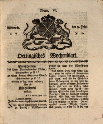 Oettingisches Wochenblatt Mittwoch 9. Februar 1791