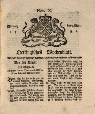 Oettingisches Wochenblatt Mittwoch 9. März 1791