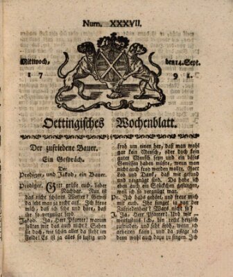 Oettingisches Wochenblatt Mittwoch 14. September 1791