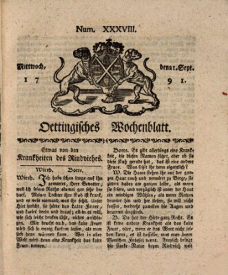 Oettingisches Wochenblatt Mittwoch 21. September 1791