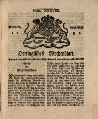 Oettingisches Wochenblatt Mittwoch 28. September 1791