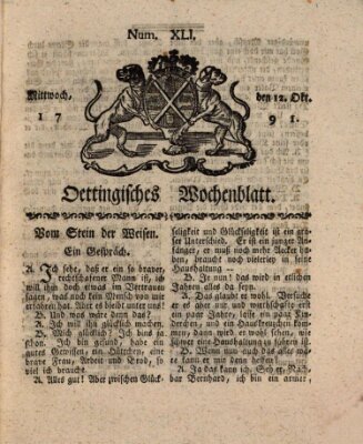 Oettingisches Wochenblatt Mittwoch 12. Oktober 1791