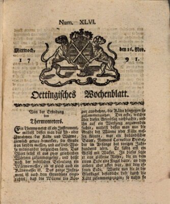 Oettingisches Wochenblatt Mittwoch 16. November 1791