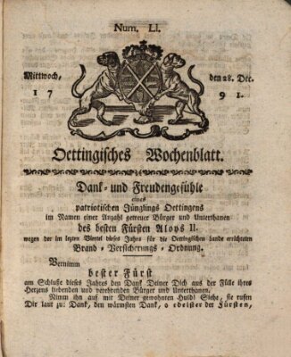 Oettingisches Wochenblatt Mittwoch 28. Dezember 1791