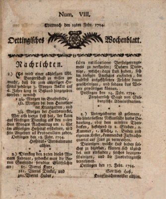 Oettingisches Wochenblatt Mittwoch 19. Februar 1794