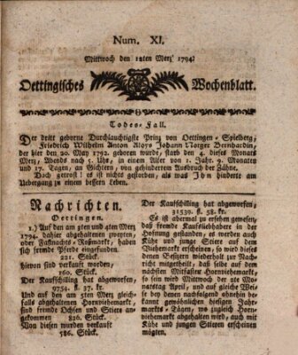 Oettingisches Wochenblatt Mittwoch 12. März 1794