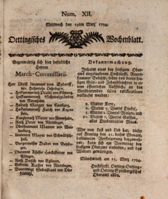 Oettingisches Wochenblatt Mittwoch 19. März 1794