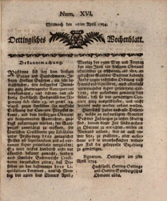 Oettingisches Wochenblatt Mittwoch 16. April 1794